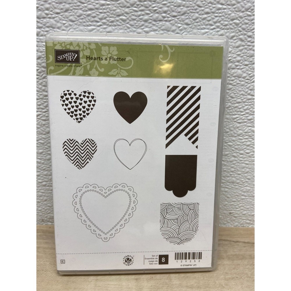 Stampin Up Hearts A Flutter Set Of 8 Rubber Stamps